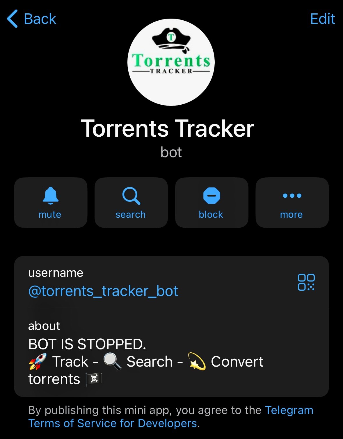 Torrent bot stopped